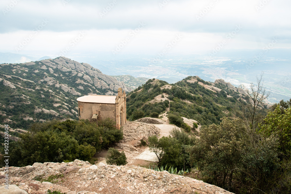 Chapel of Saint Joan above Monserrat in the Catalonia Mountains in Spain