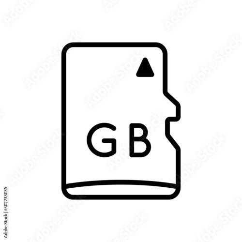 Micro SD Flash Card Icon. A memory card for storing Photos, Videos, Data, and Information.