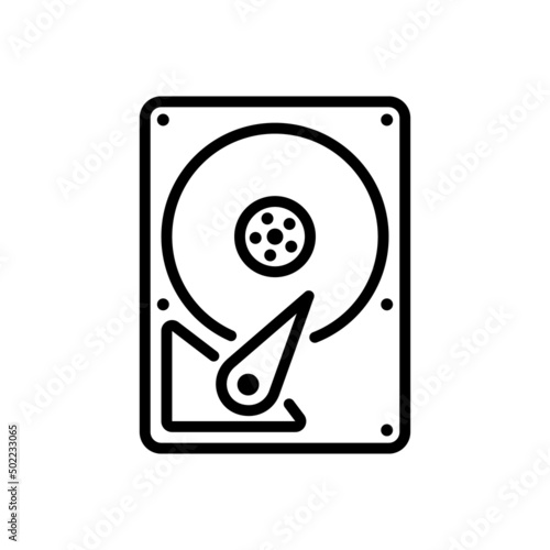 Hard Disk Icon. Storage Of Information. Solid-state drive. Computer Equipment. Vector sign in simple style isolated on white background.
