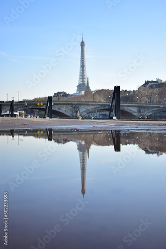 Eiffel Tower Reflection in Paris