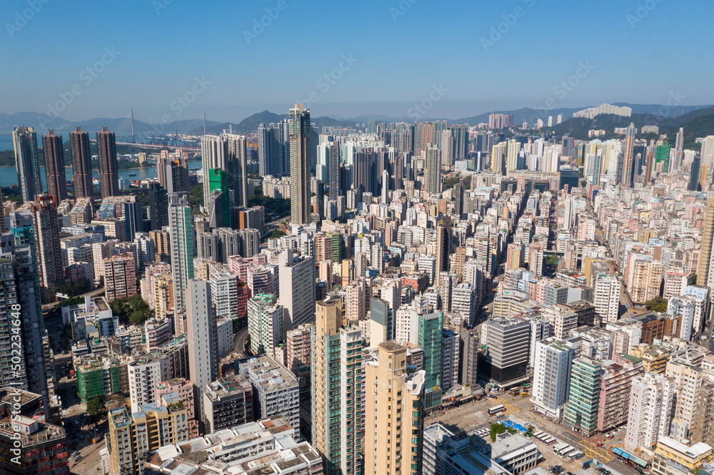 Aerial view of Hong Kong city