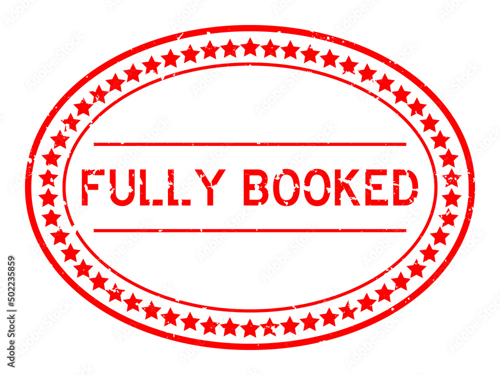 Grunge red fully booked word oval rubber seal stamp on white background Grunge red fully booked word oval rubber seal stamp on white background