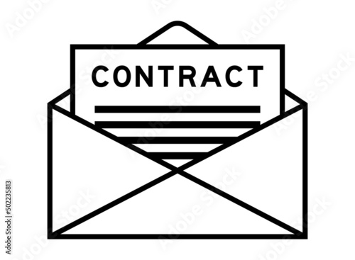 Envelope and letter sign with word contract as the headline