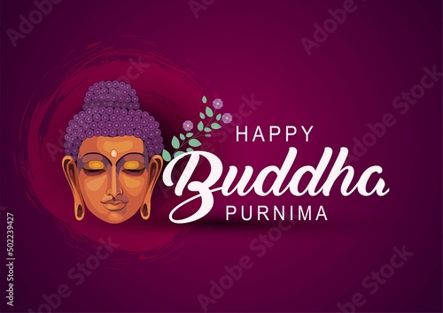 Happy Vesak Day Budha Purnima With dark Background Silhouette Vector Illustration design