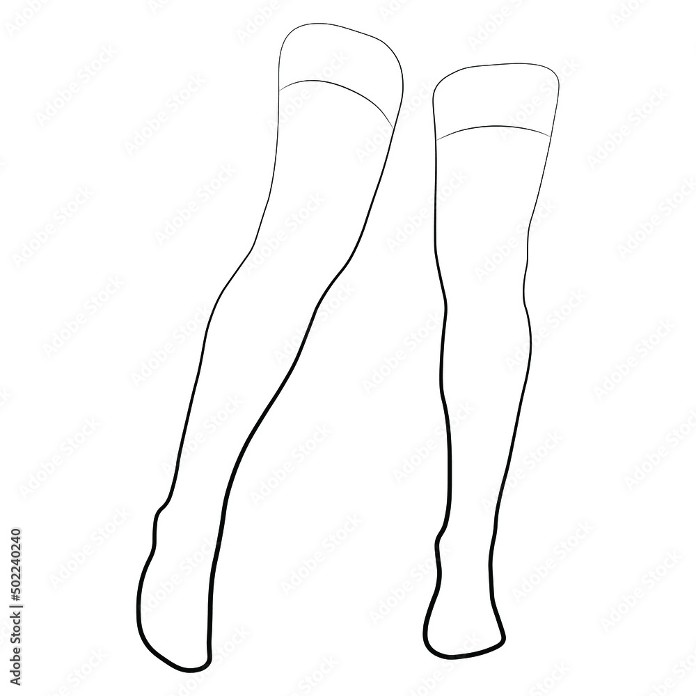 Women stocking outline simple minimalist vector icon. Female legs. Outline attractive foot, vector illustration. Woman leg vector isolated on white background. Women stocking outline simple minimalist vector icon. Female legs. Outline attractive foot, vector illustration. Woman leg vector isolated on white background.