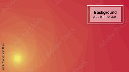 Abstract background gradient hexagon at the bottom left yellow to red