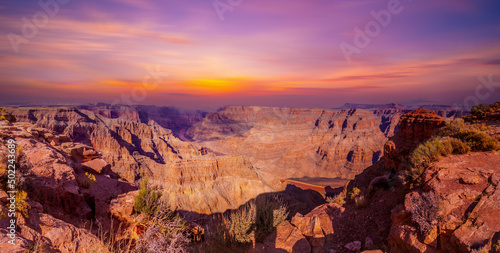 Sunset view of the Grand Canyon in Arizona, United States 