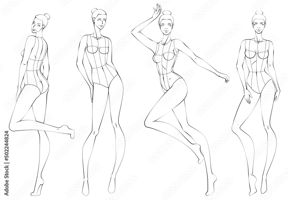 Female Ten Heads Figure Poses Template Croquis For Fashion, 59% OFF