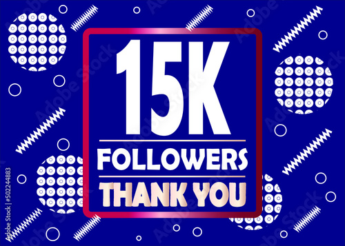 Thank you 15000 followers celebration blue and white modern design