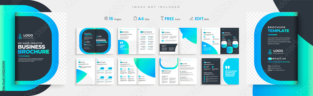 Company profile brochure template design, Minimalist corporate business brochure layout