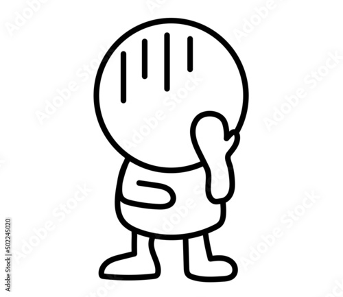 It is an illustration of a two-headed white person failing and turning pale.