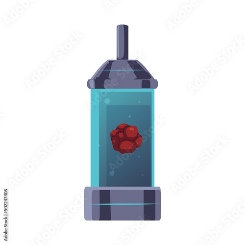 Futuristic spaceship incubator for growing or exploring alien plants, flat vector illustration isolated on white.