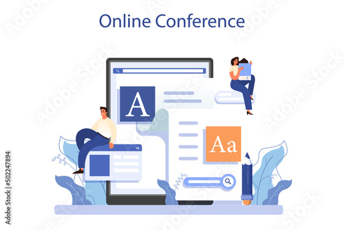 Philologist online service or platform. Scientific study of language