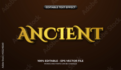 3d gold ancient text effect. Editable royal text effect