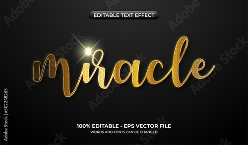 Luxury beauty text effect. Editable shiny golden font effect with glitters