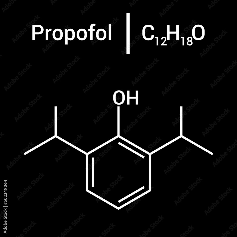 chemical structure of Propofol (C12H18O) chemical structure of Propofol (C12H18O)