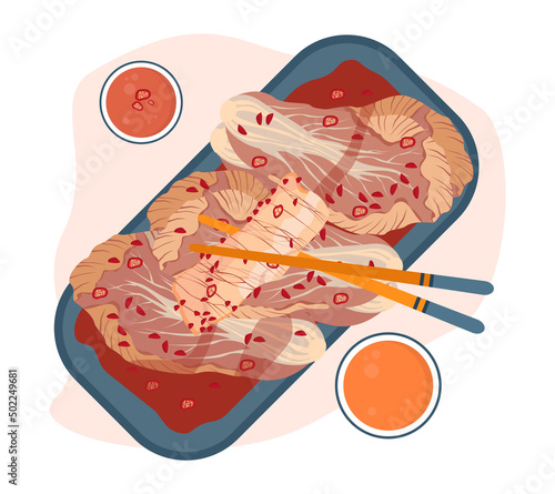 Kimchi. Traditional Korean food, side dish or snack of salted and fermented