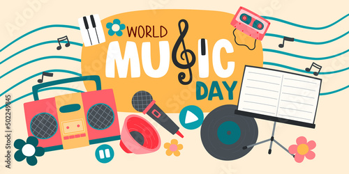 International Music Day Concept Poster, Vector, Illustration