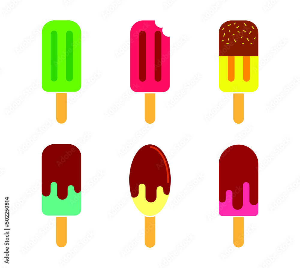 Set of ice cream vector illustration. Minimal flat colorful design. Set of ice cream vector illustration. Minimal flat colorful design.