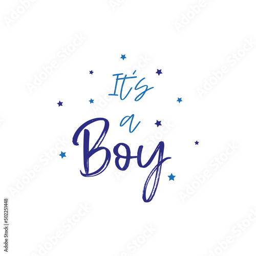 Its a boy or girl - baby shower invitation template. Calligraphic text in the hand-drawn female and male gender sign. Baby born announcement template.