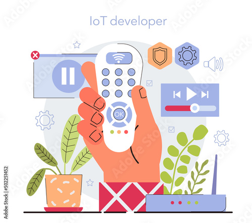 Internet of things development. Idea of smart wireless electronics.