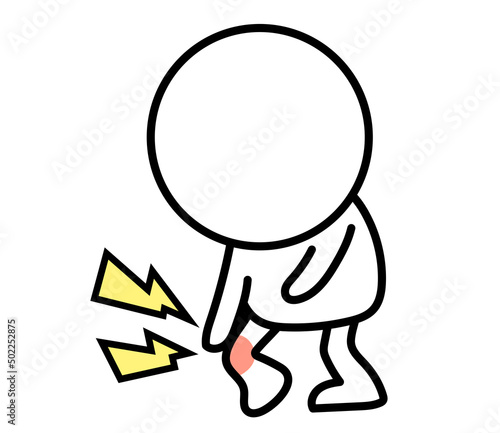 This is an illustration of a two-headed white person with a pain in his knees.