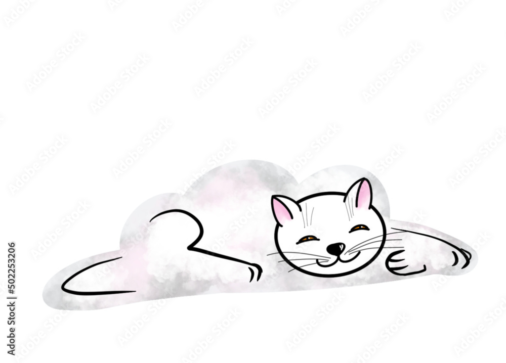 Cloud Fluffy Cats on whire background clip-art