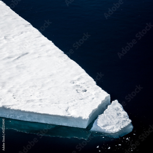 Icefloat pictured inside Larsen A inlet with blue sky and calm seas photo