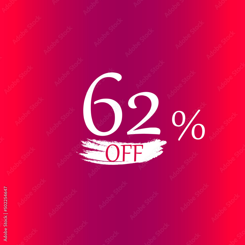 62 percent discount with paint brush red backgound 62 percent discount with paint brush red backgound