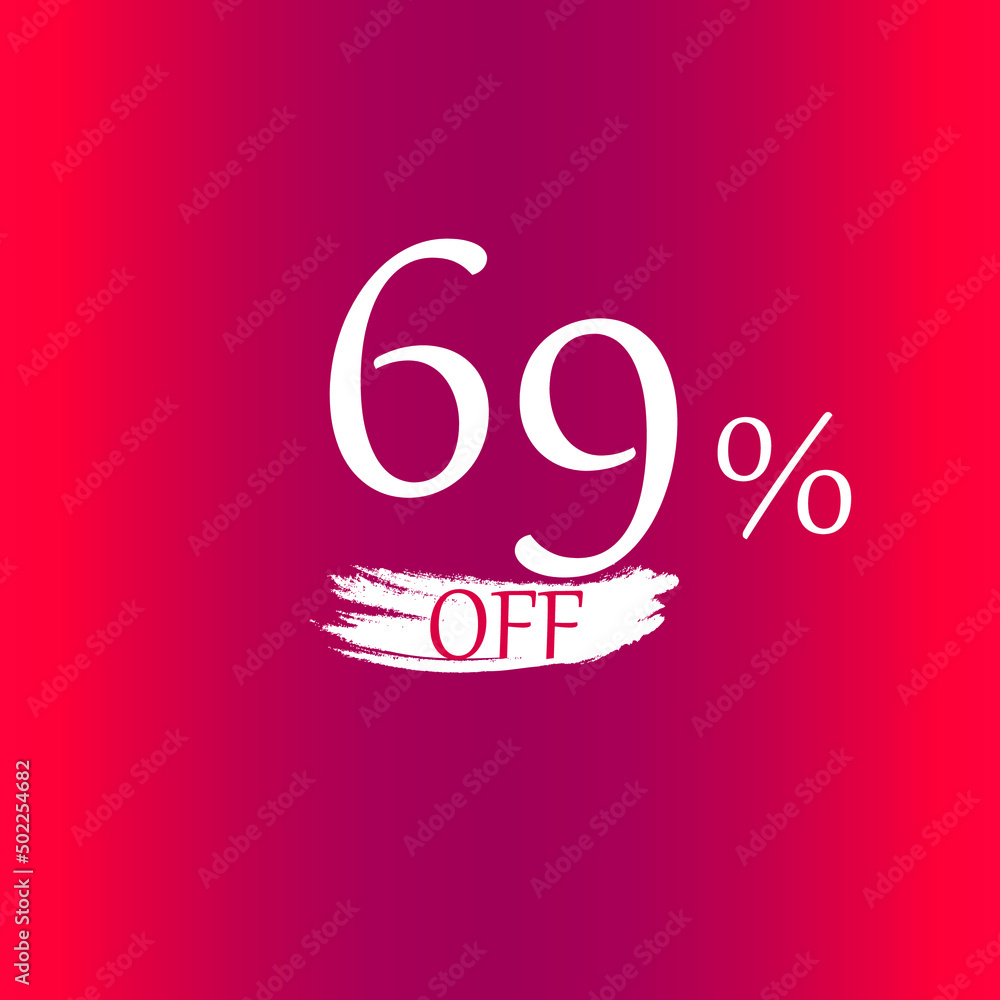 69 percent discount with paint brush red backgound 69 percent discount with paint brush red backgound