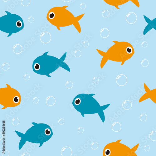 Cute seamless pattern with fishes. Vector illustration. It can be used for wallpapers, wrapping, cards, patterns for clothes and other.