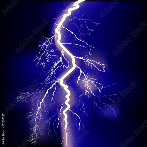 white lightning on dark blue background