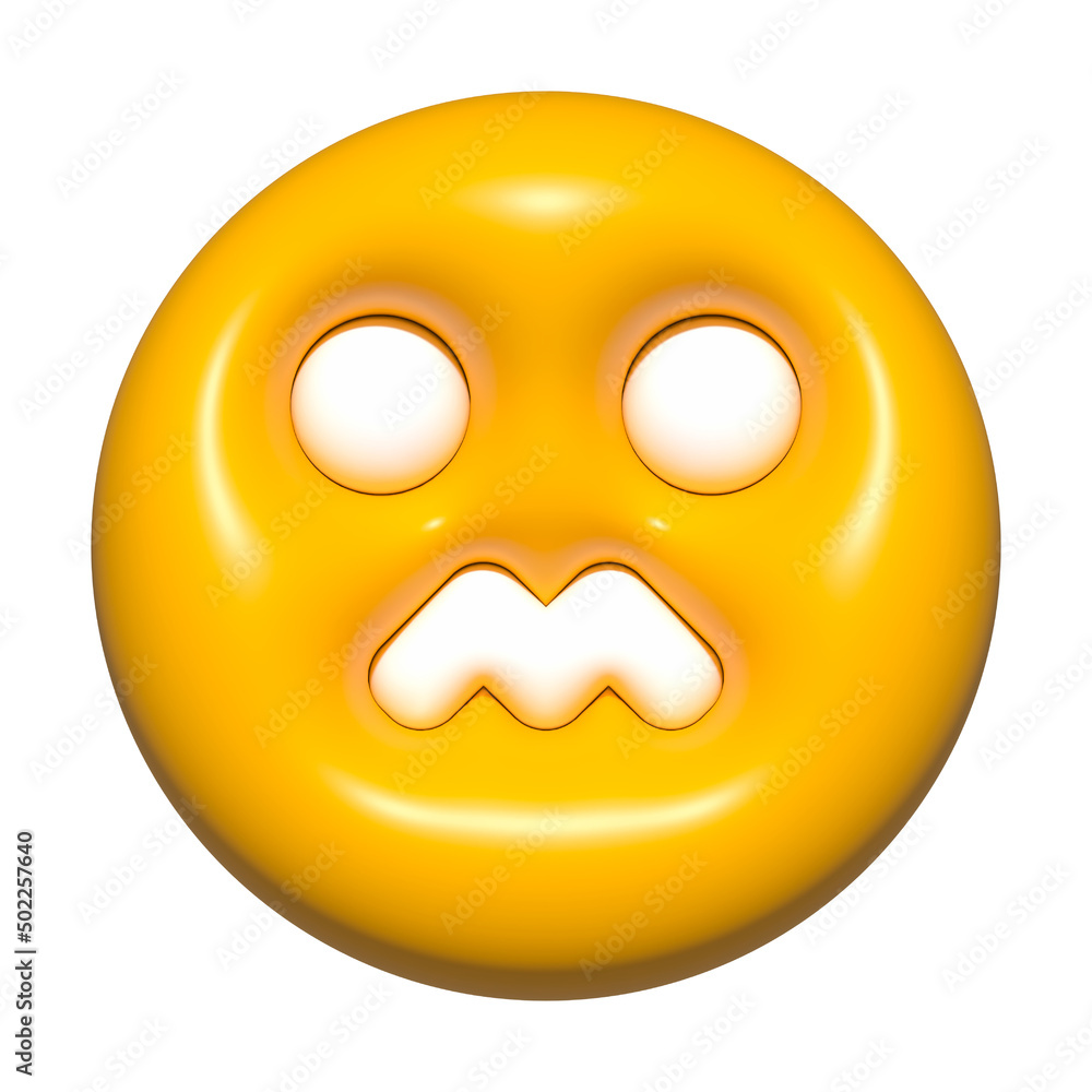 Fototapeta premium emoji face 3d icon yellow, emoji circle face