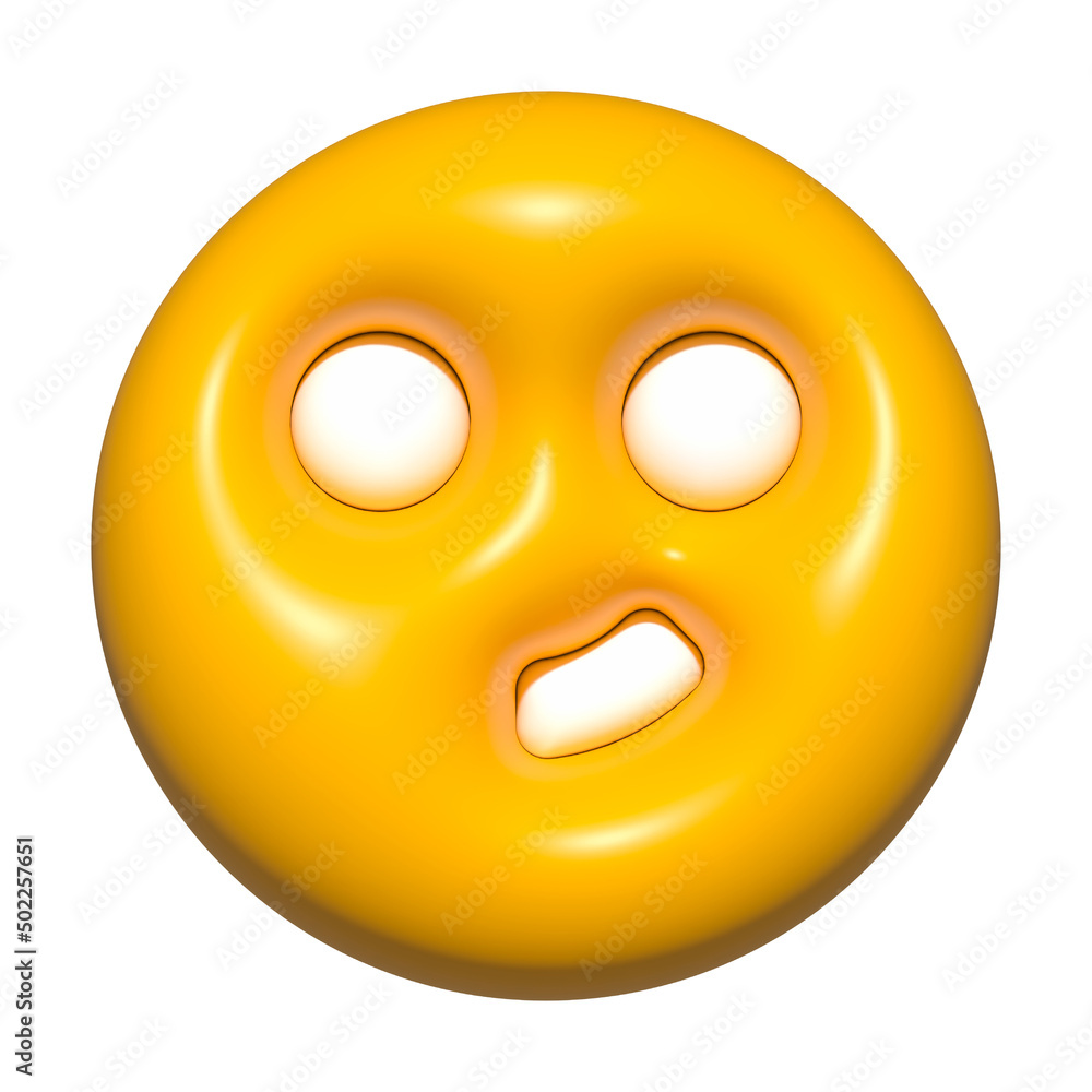 Fototapeta premium emoji face 3d icon yellow, emoji circle face