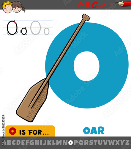 letter O from alphabet with oar object