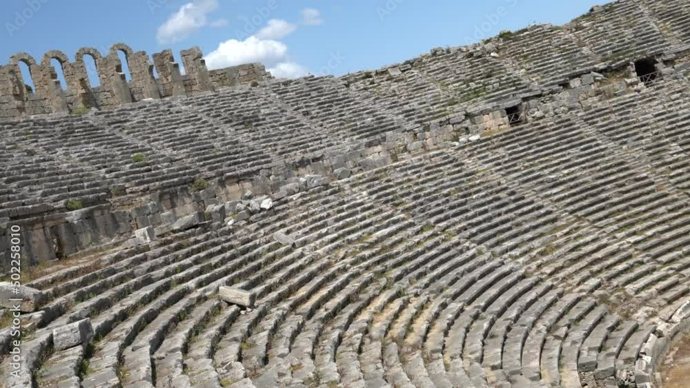 Amphitheater of the ancient city of Perge. Ruins of an ancient city. Antalya, Turkey Amphitheater of the ancient city of Perge. Ruins of an ancient city. Antalya, Turkey