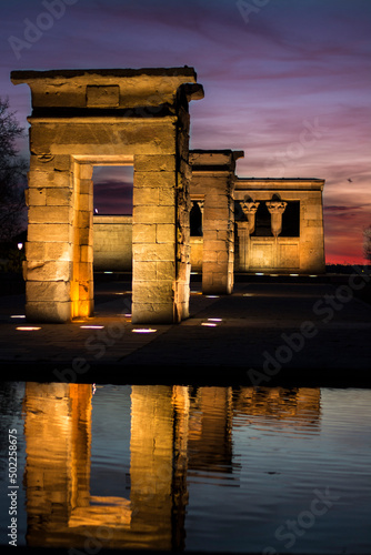 Sunset in the Temple of Debod, Madrid, Spain photo