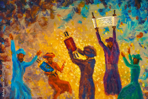 Fotografía Simchat Torah painting religious holiday greeting card jewish religious holiday