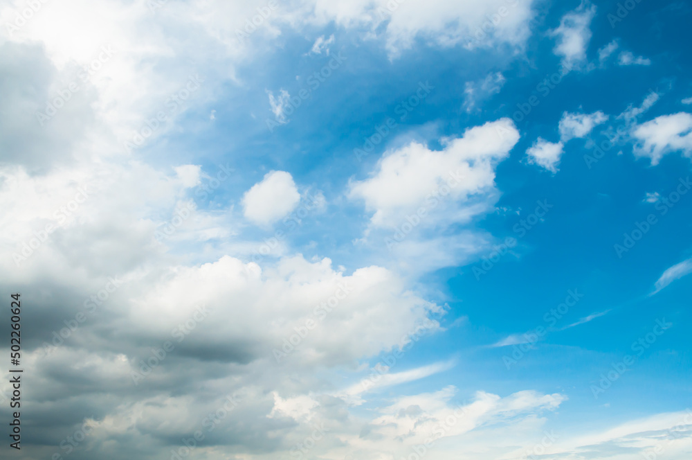 Blue sky with cloud backdrop. Beautiful natural of sky abstract or background.Soft image.