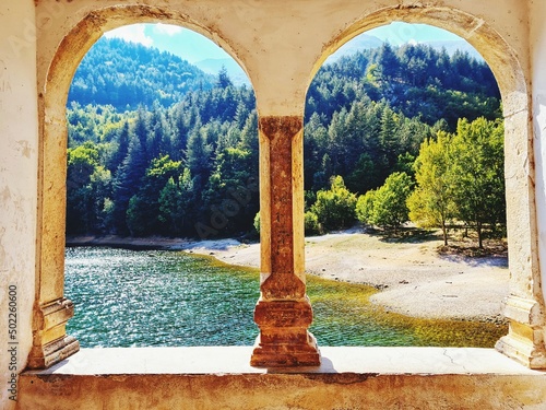 splendid view of the lake from the ancient arches