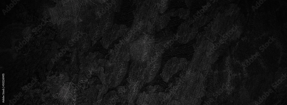 Scary dark walls, Long black concrete cement texture for background - obrazy, fototapety, plakaty 
