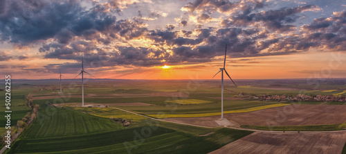 wind turbine at sunset