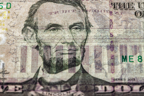 Wallpaper Mural fragment of 5 dollar banknote with visible details of banknote reverse Torontodigital.ca