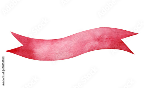 Free Download Red ribbon banner. Watercolor illustration isolated on white. - GFXLoad