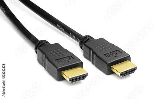 HDMI cable isolated on white background photo