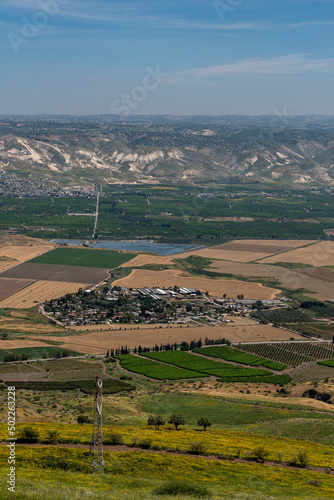 View of the Jordan Valley from the ruins of Belvoir Fortress - Kokhav HaYarden National Park in Israel. 
 photo