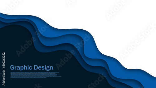 blue ocean flat graphic wallpaper, modern multiple blue wave overlap background 