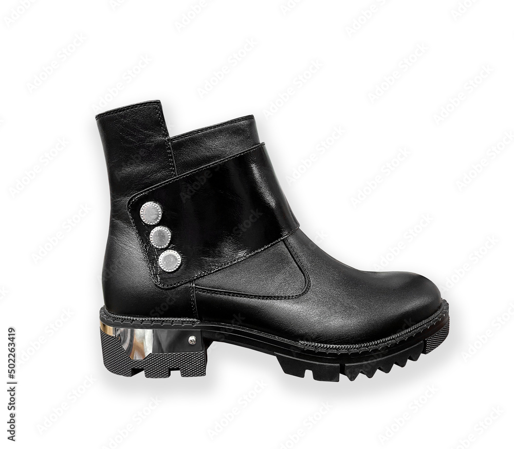 Black women's boots isolation on white background. Black women's boots isolation on white background.