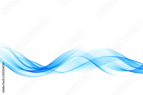 Movement of blue horizontal lines of a transparent wave on a white background