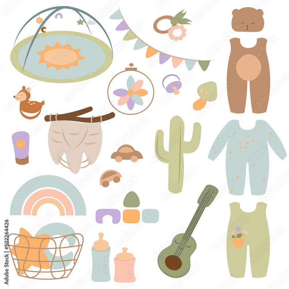 Baby boho toys, abstract boho toys, cute minimal plaything for children, toy clipart, vector toys set, wood elements for kids Baby boho toys, abstract boho toys, cute minimal plaything for children, toy clipart, vector toys set, wood elements for kids